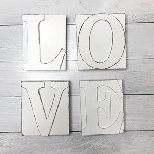 Decorative “Love” Distressed Wood Blocks